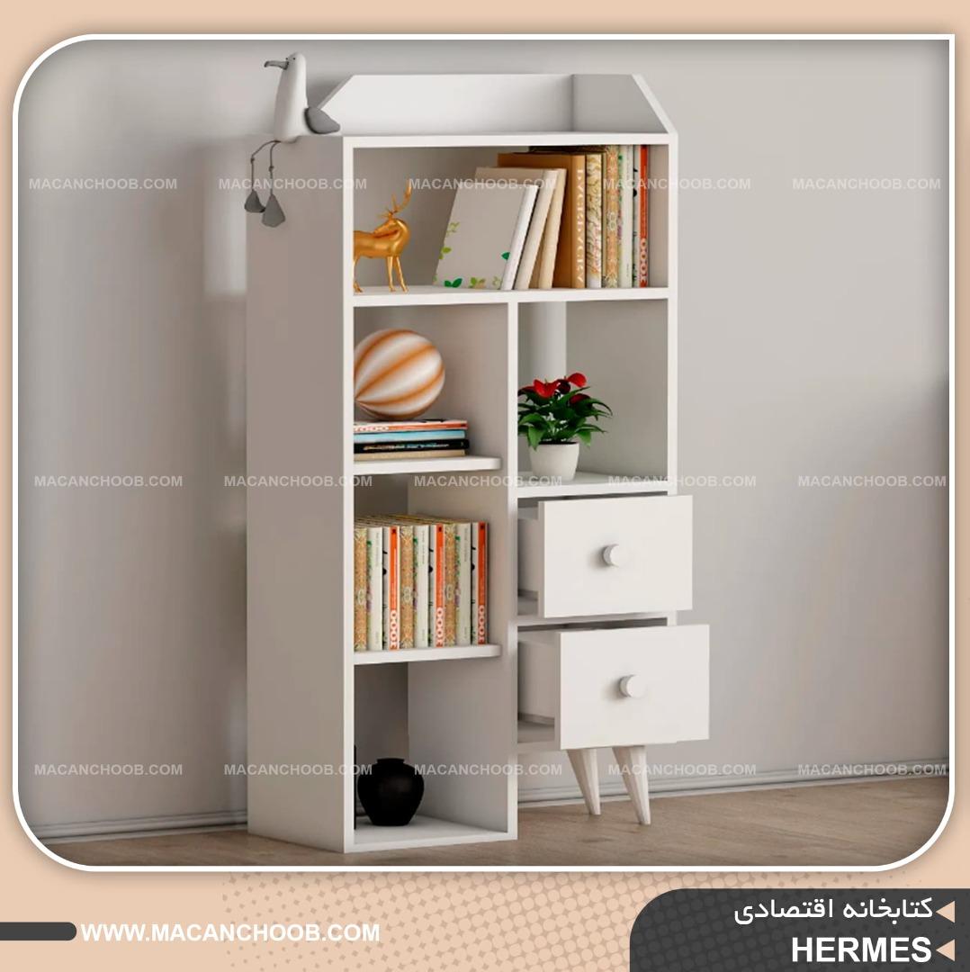 کتابخانه ایستاده کشو دار و قفسه دار پایه خراطی شده مدل HERMES